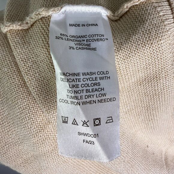 Quince Women's Dolman Sleeve Cream Sweater Organic Cotton & Cashmere Size Small - Picture 9 of 11